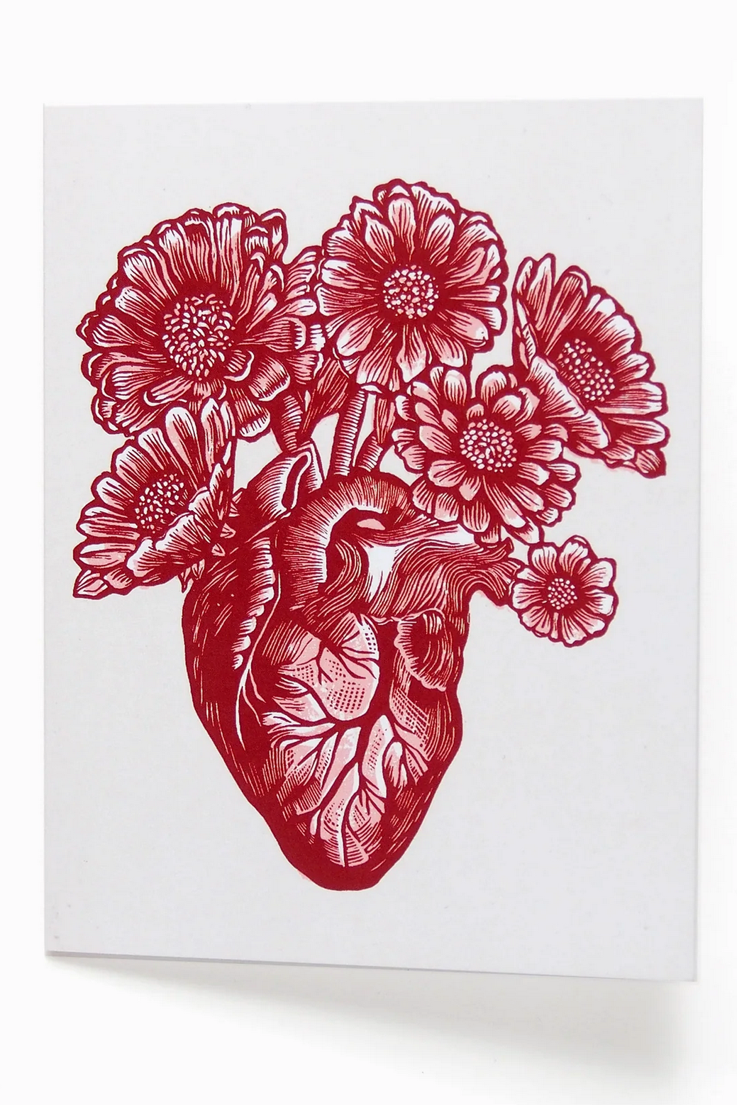 Hawk and Rose Press - El Corazon Linocut Card
