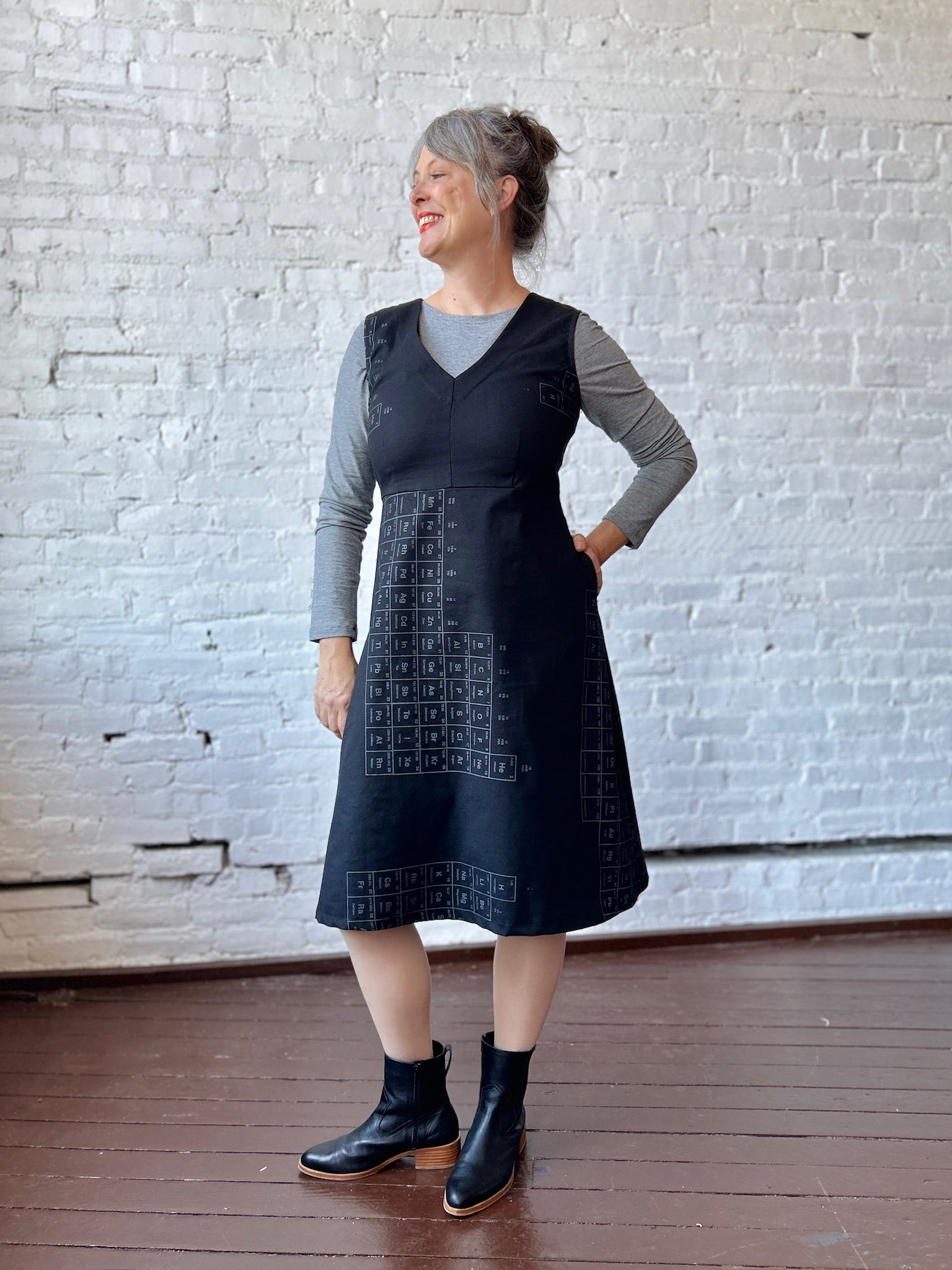 Nanette Top - Grey Microstripe