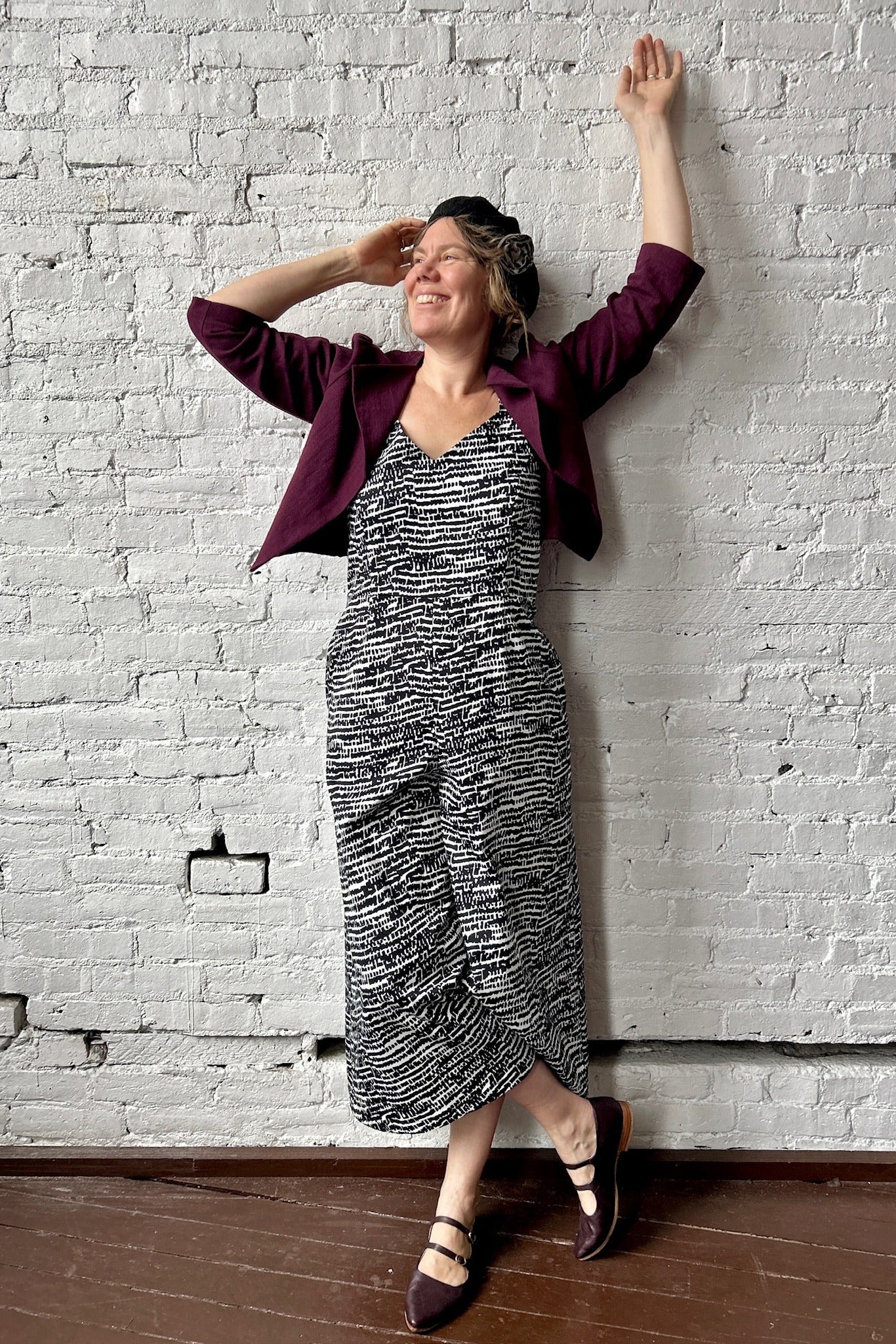 Liberty Jumpsuit - Black + White Bloom