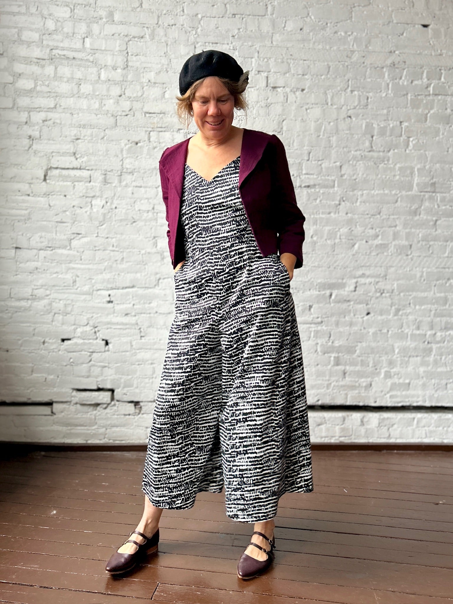 Liberty Jumpsuit - Black + White Bloom