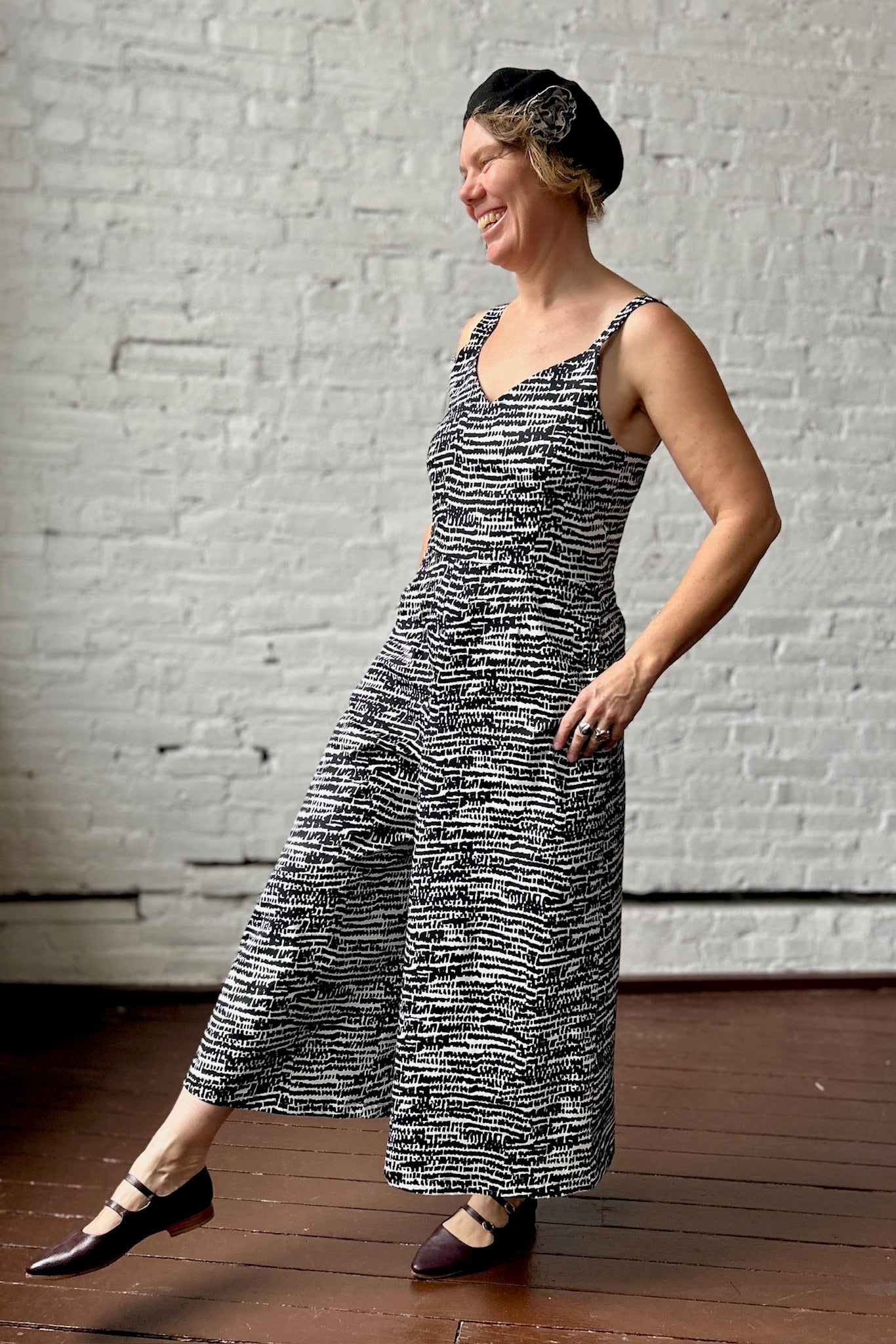 Final Sale Liberty Jumpsuit - Black + White Bloom