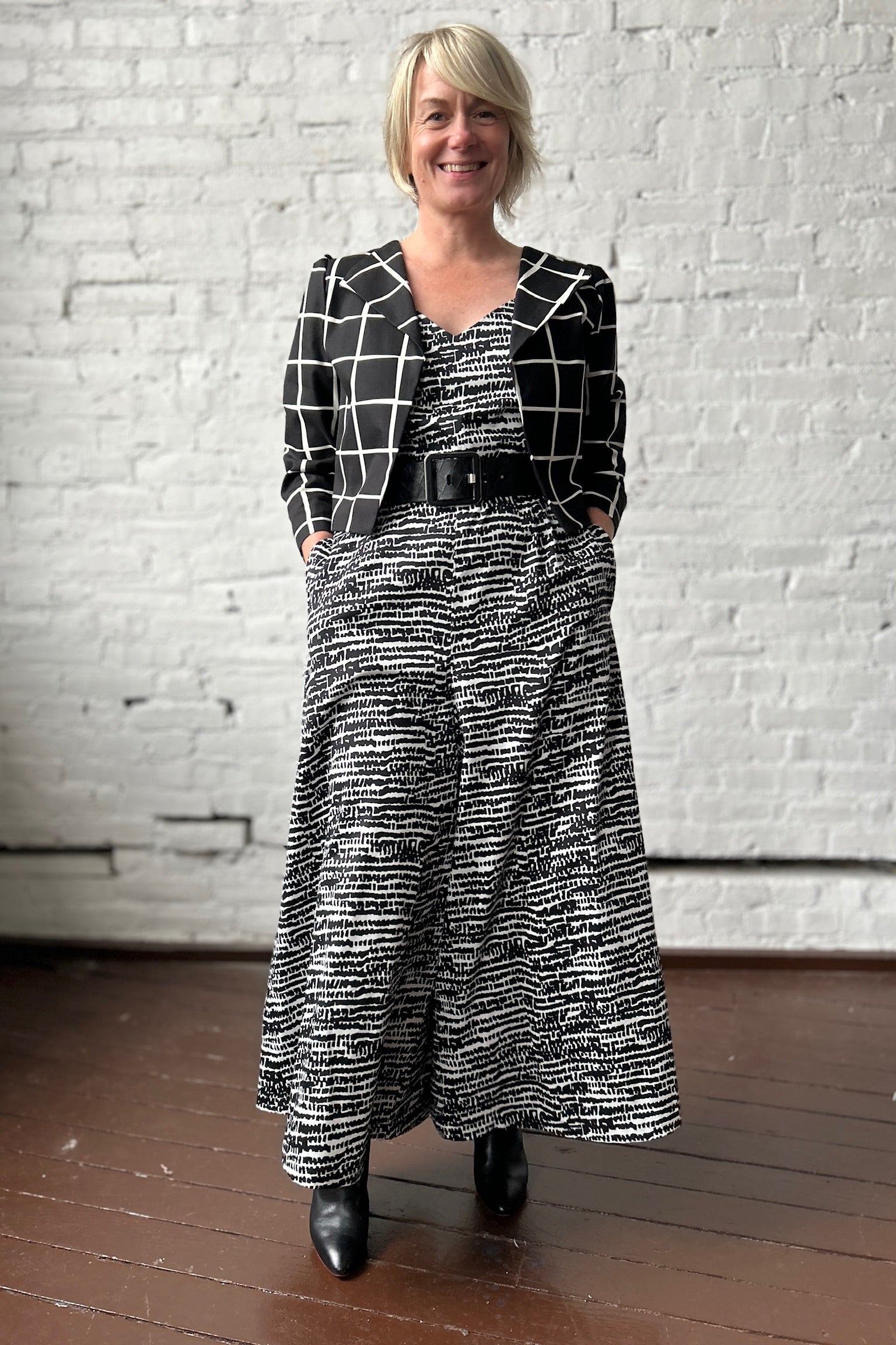 Final Sale Liberty Jumpsuit - Black + White Bloom