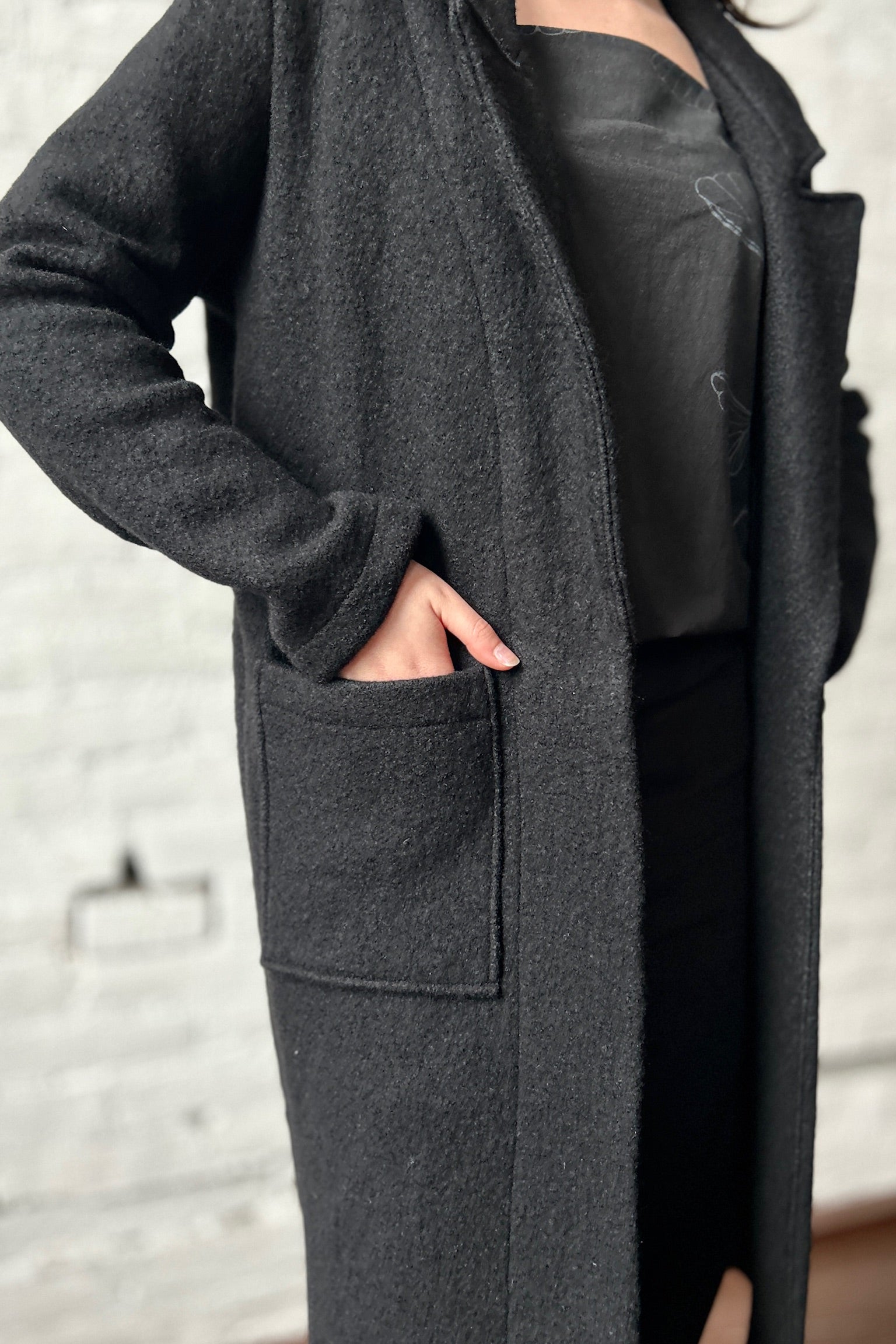 Boiled Wool Storm Coat - Black