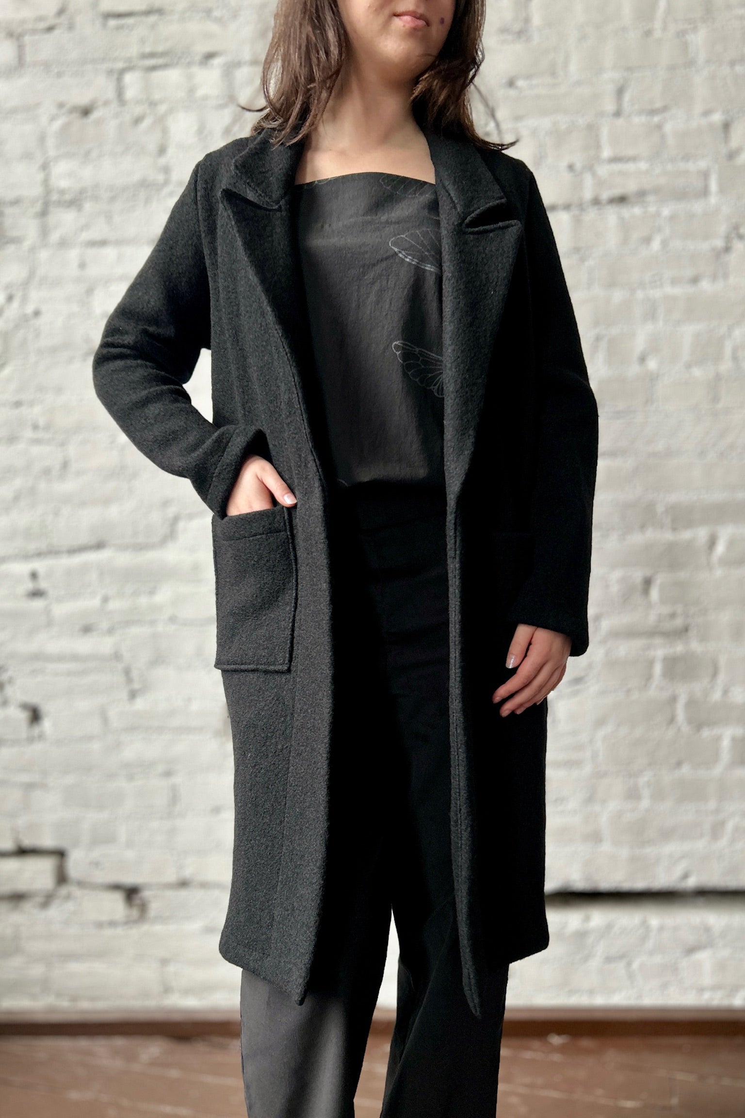 Boiled Wool Storm Coat - Black