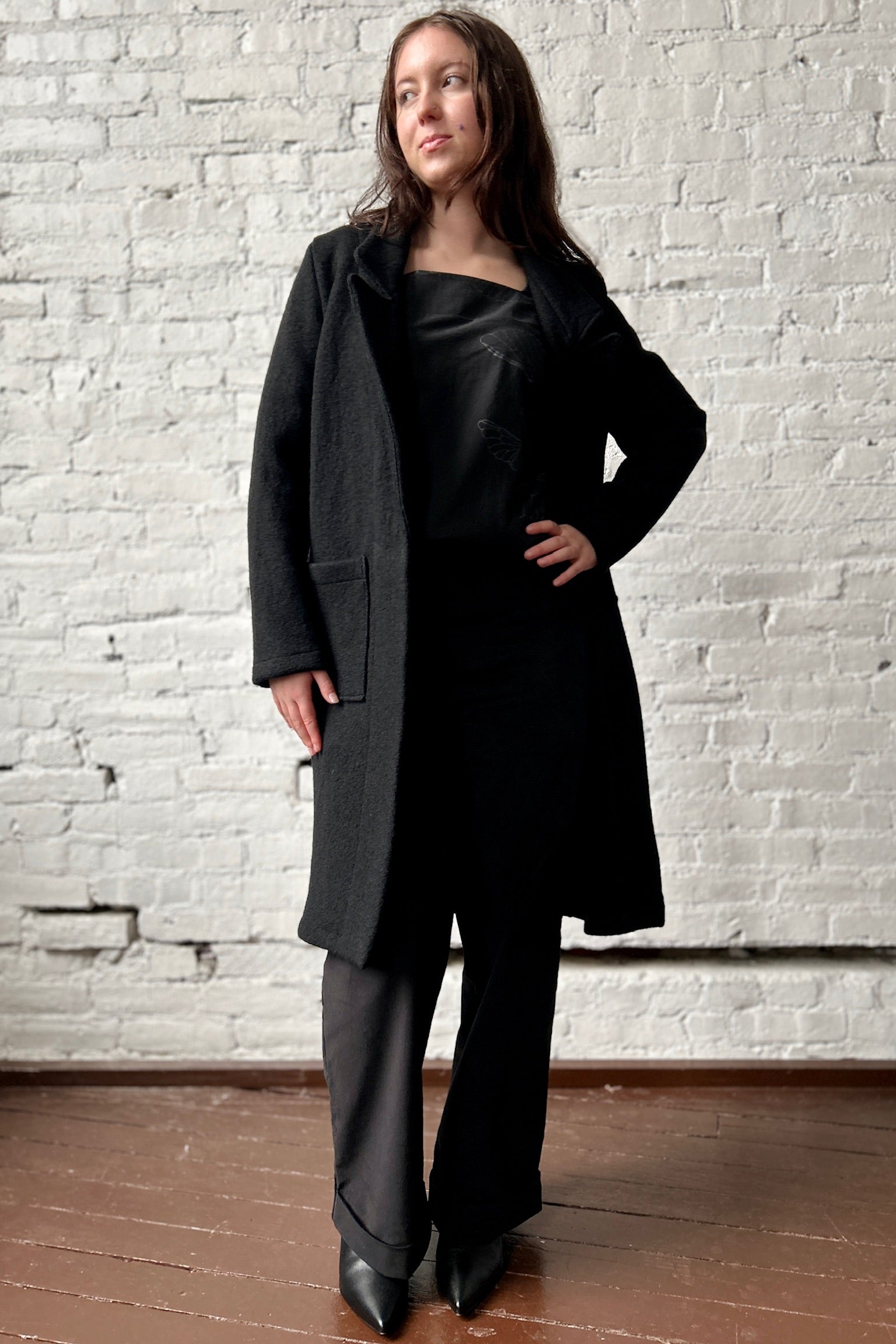 Boiled Wool Storm Coat - Black