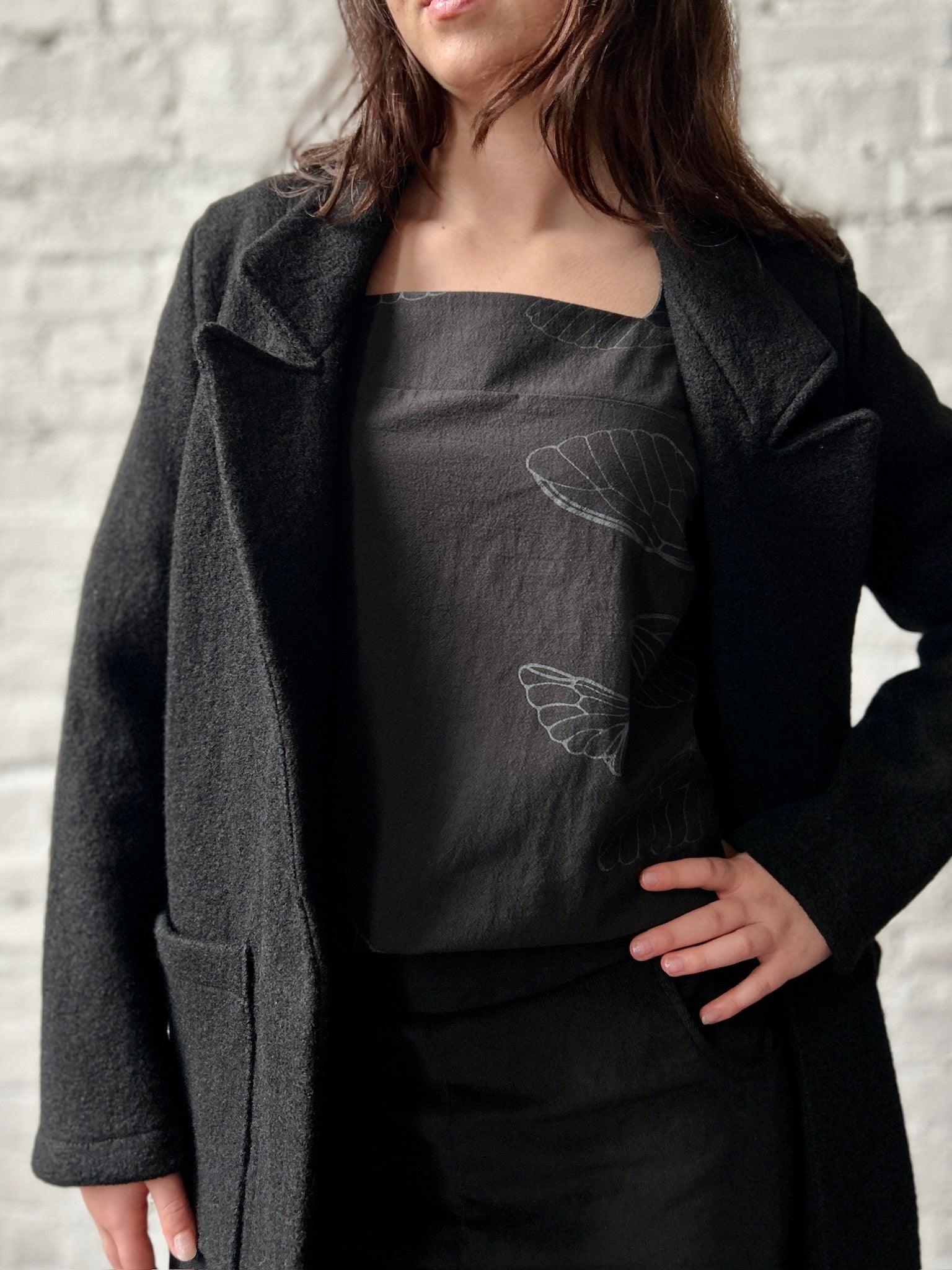 Boiled Wool Storm Coat - Black