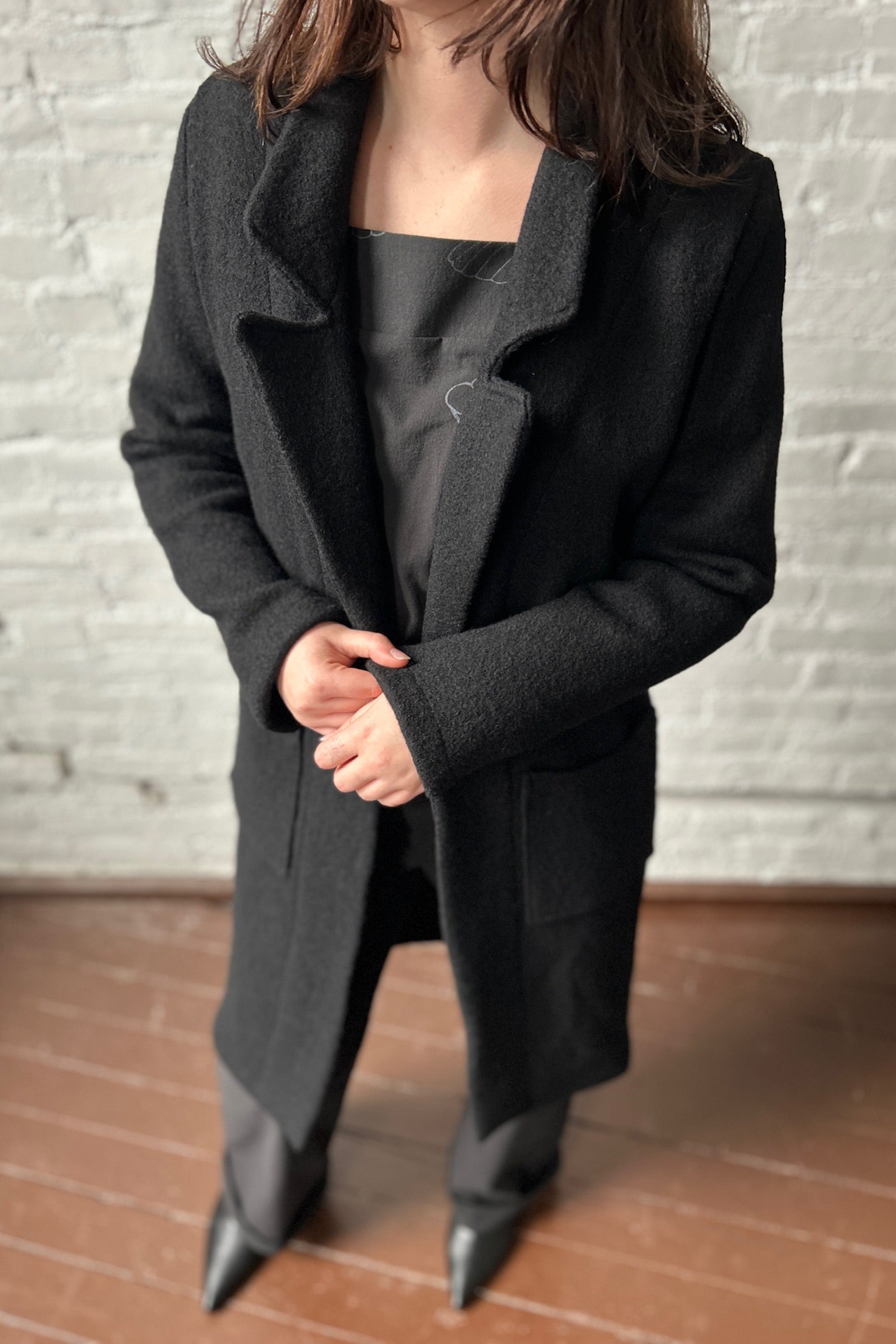 Boiled Wool Storm Coat - Black