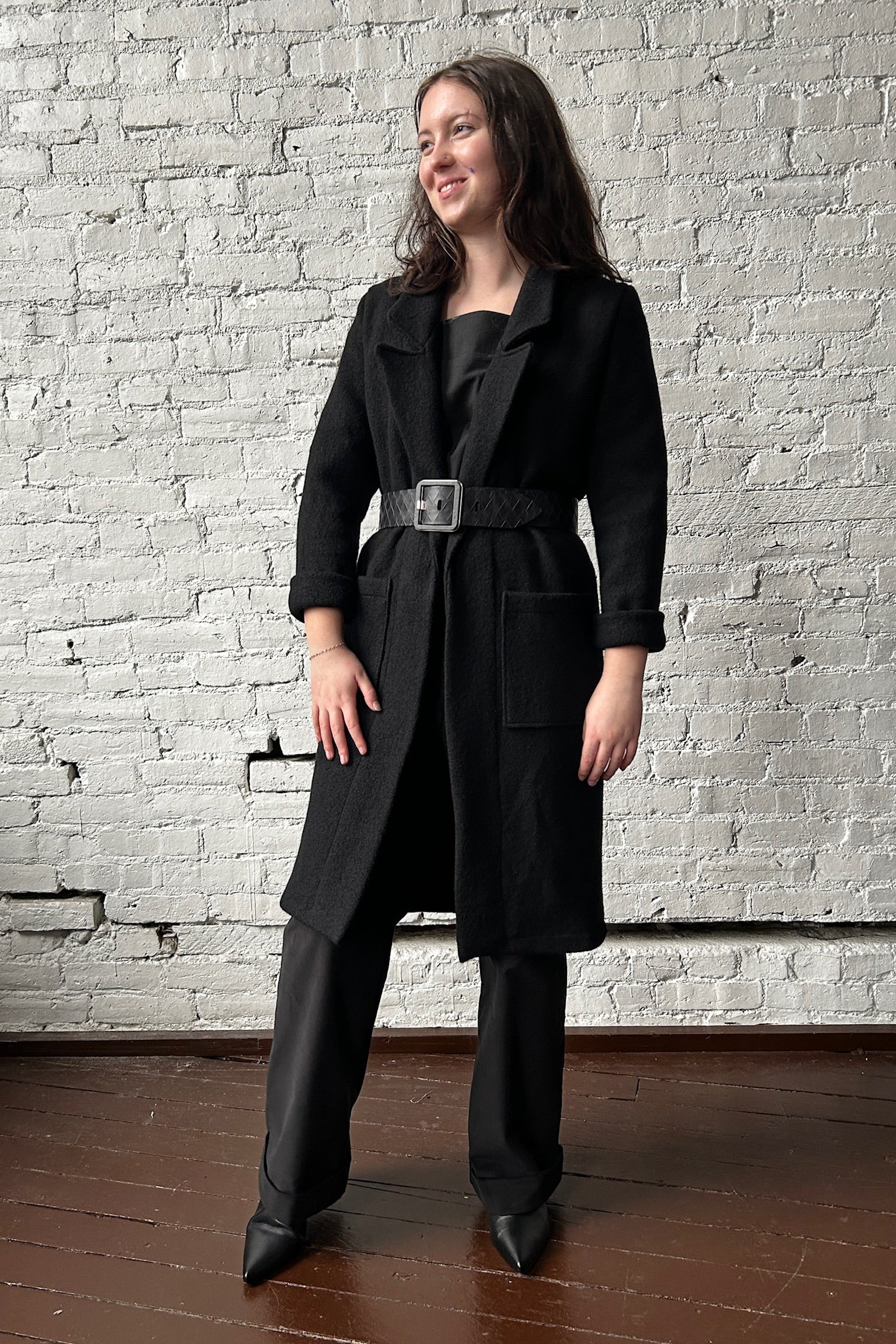 Boiled Wool Storm Coat - Black