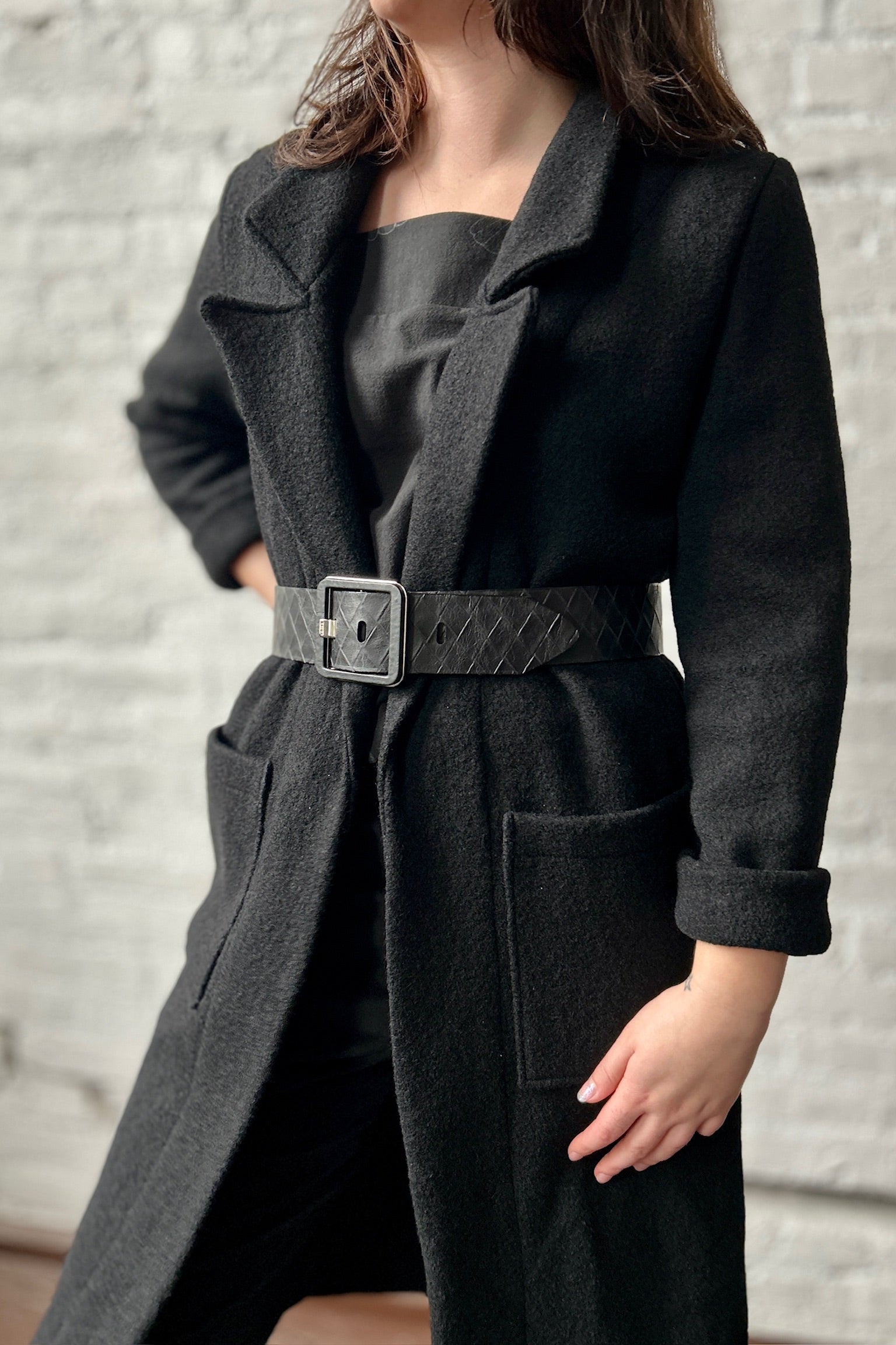 Boiled Wool Storm Coat - Black