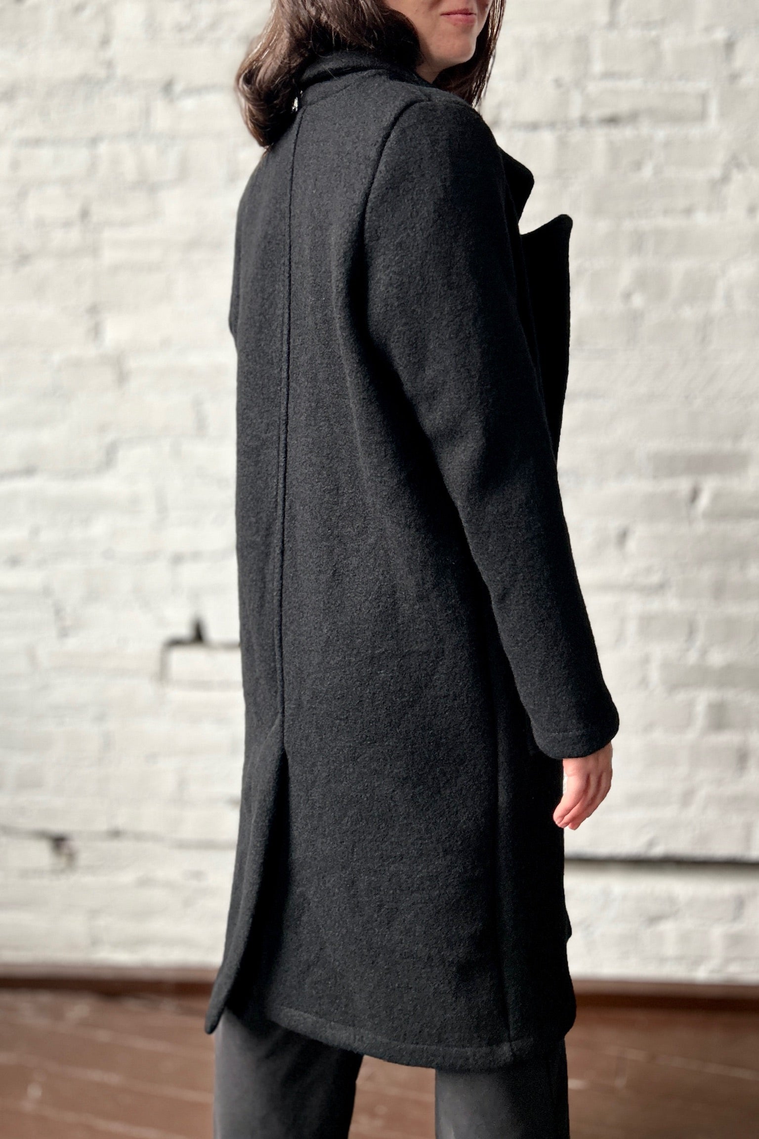 Boiled Wool Storm Coat - Black