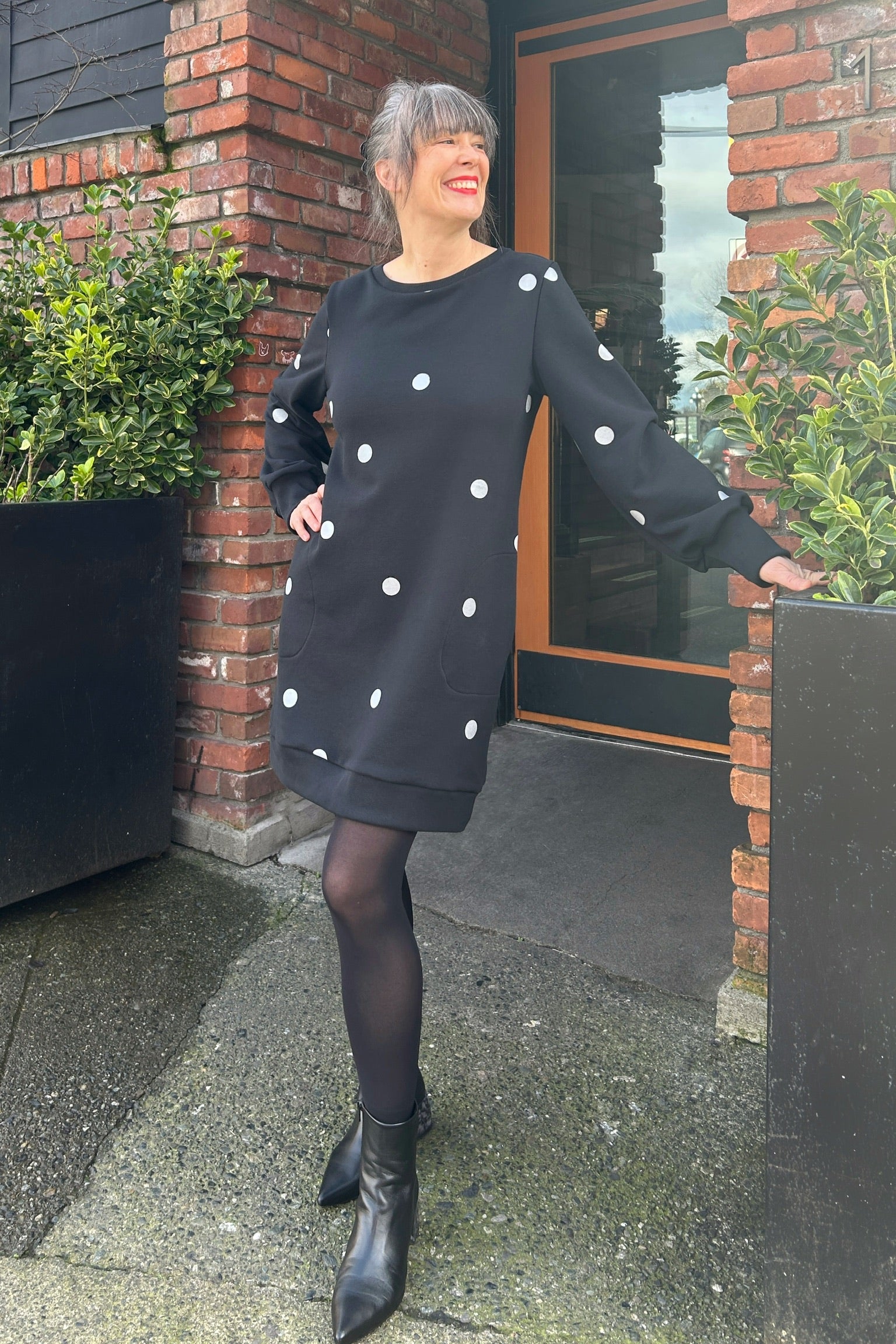 Dancer Sweater Dress - with Polka Dots