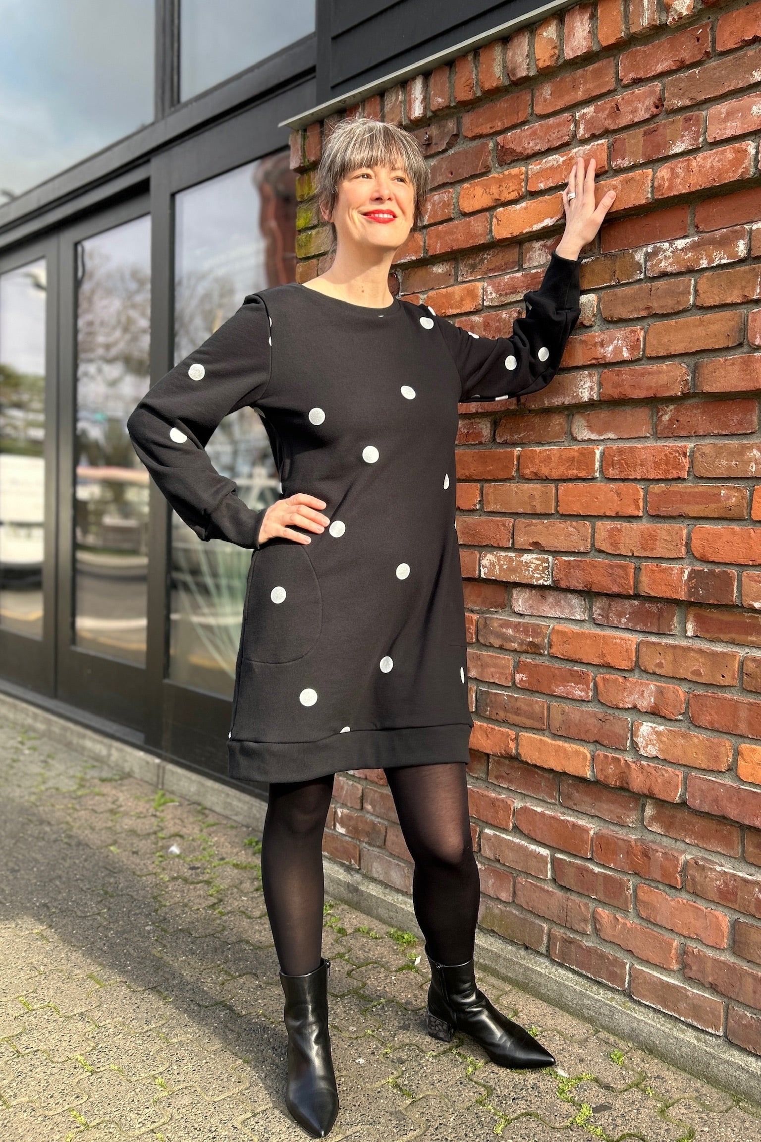 Dancer Sweater Dress - with Polka Dots