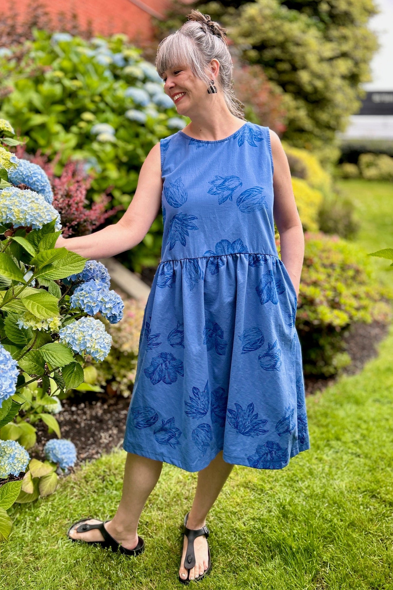 Kudo Dress - Cornflower with Tulips
