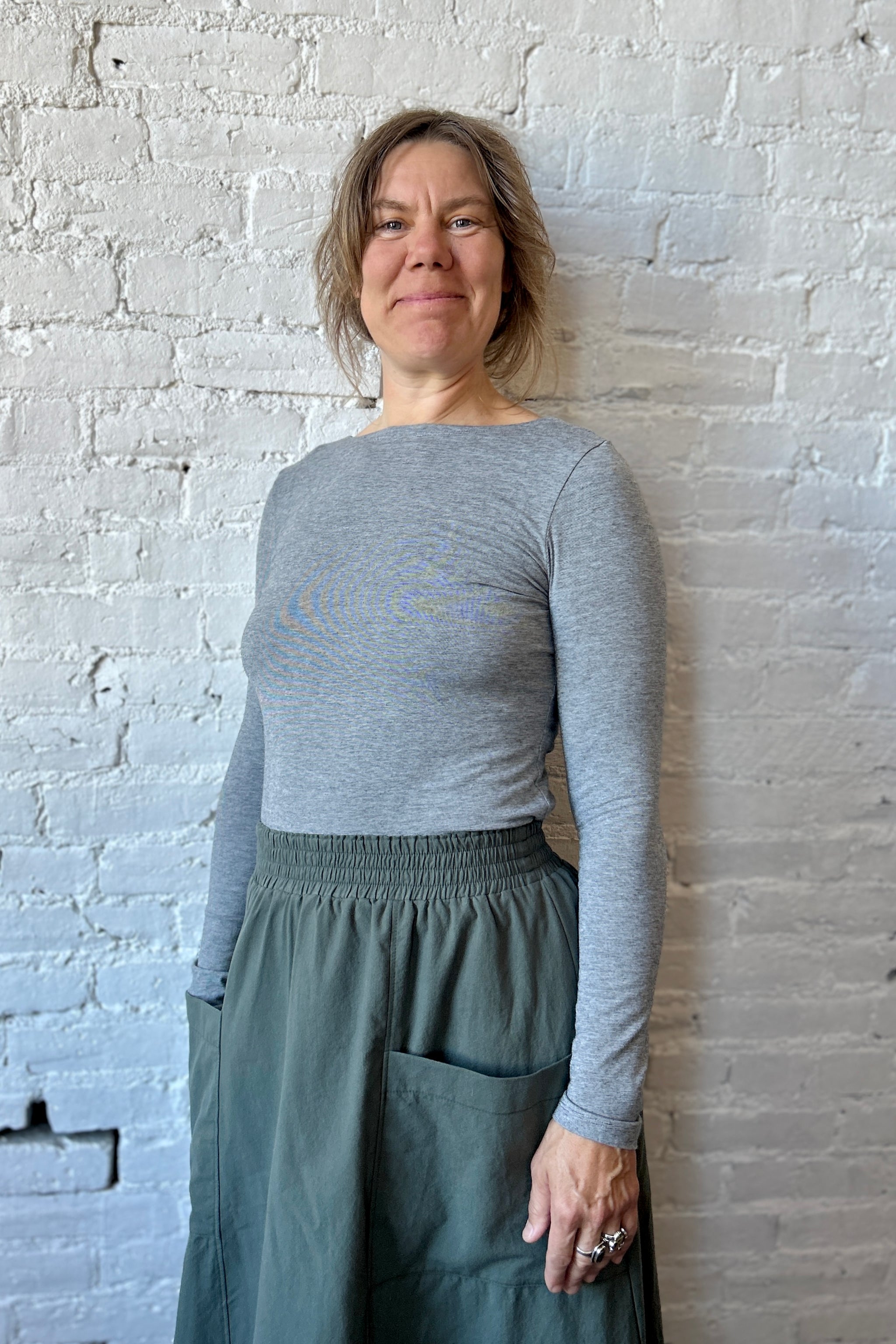 Nanette Top - Grey Microstripe