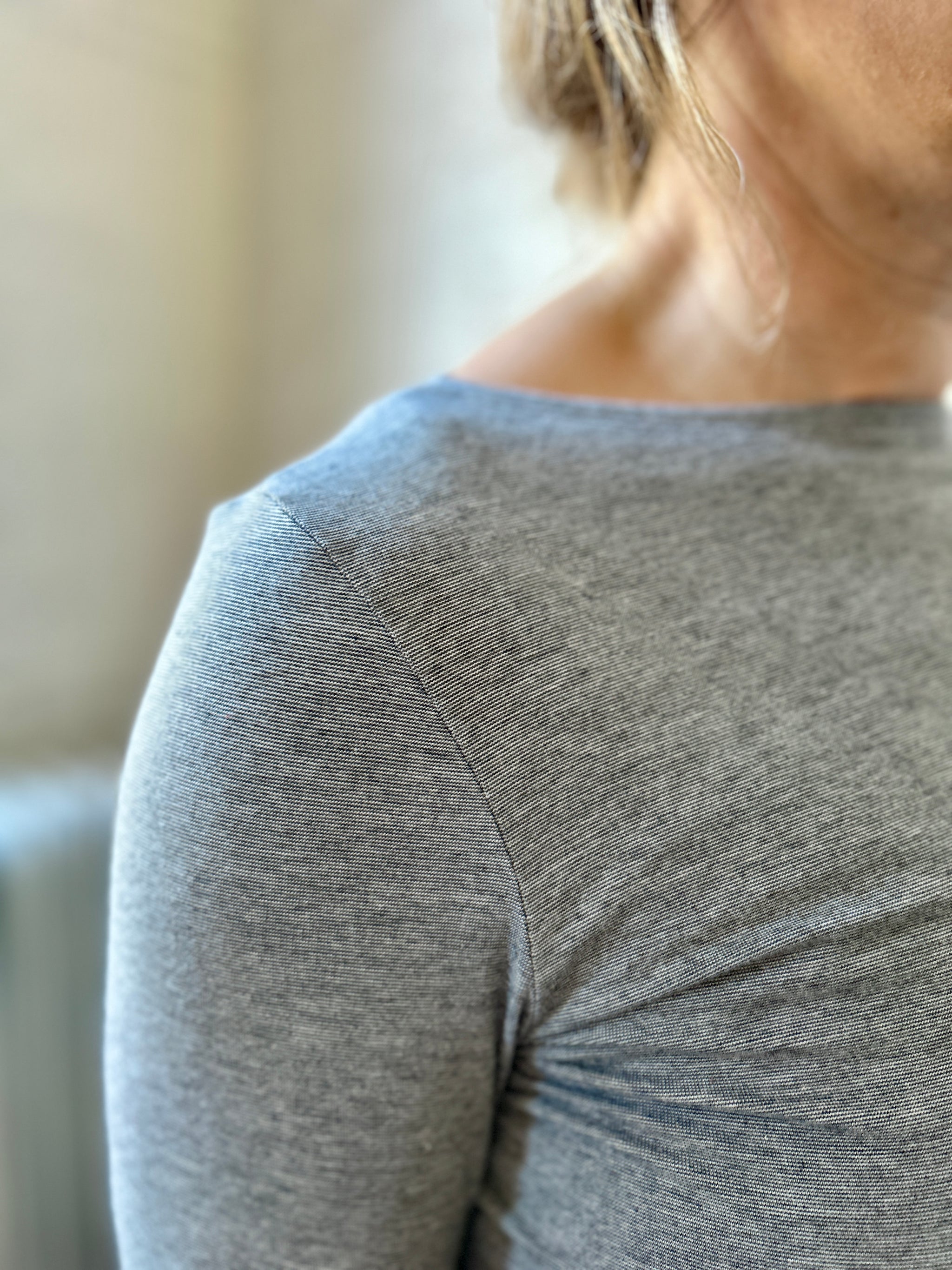 Nanette Top - Grey Microstripe