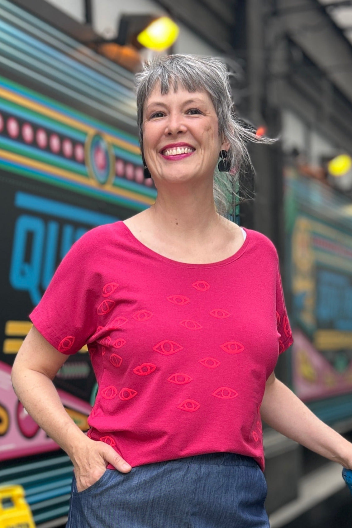 Final Sale Scoopneck Tee - Raspberry