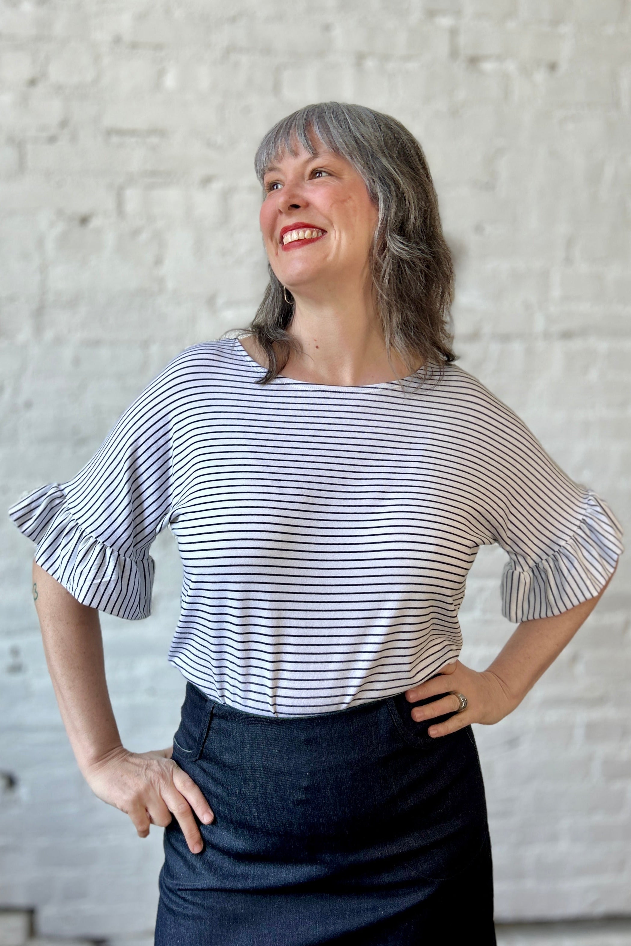 Ruffle Tee - Stripes