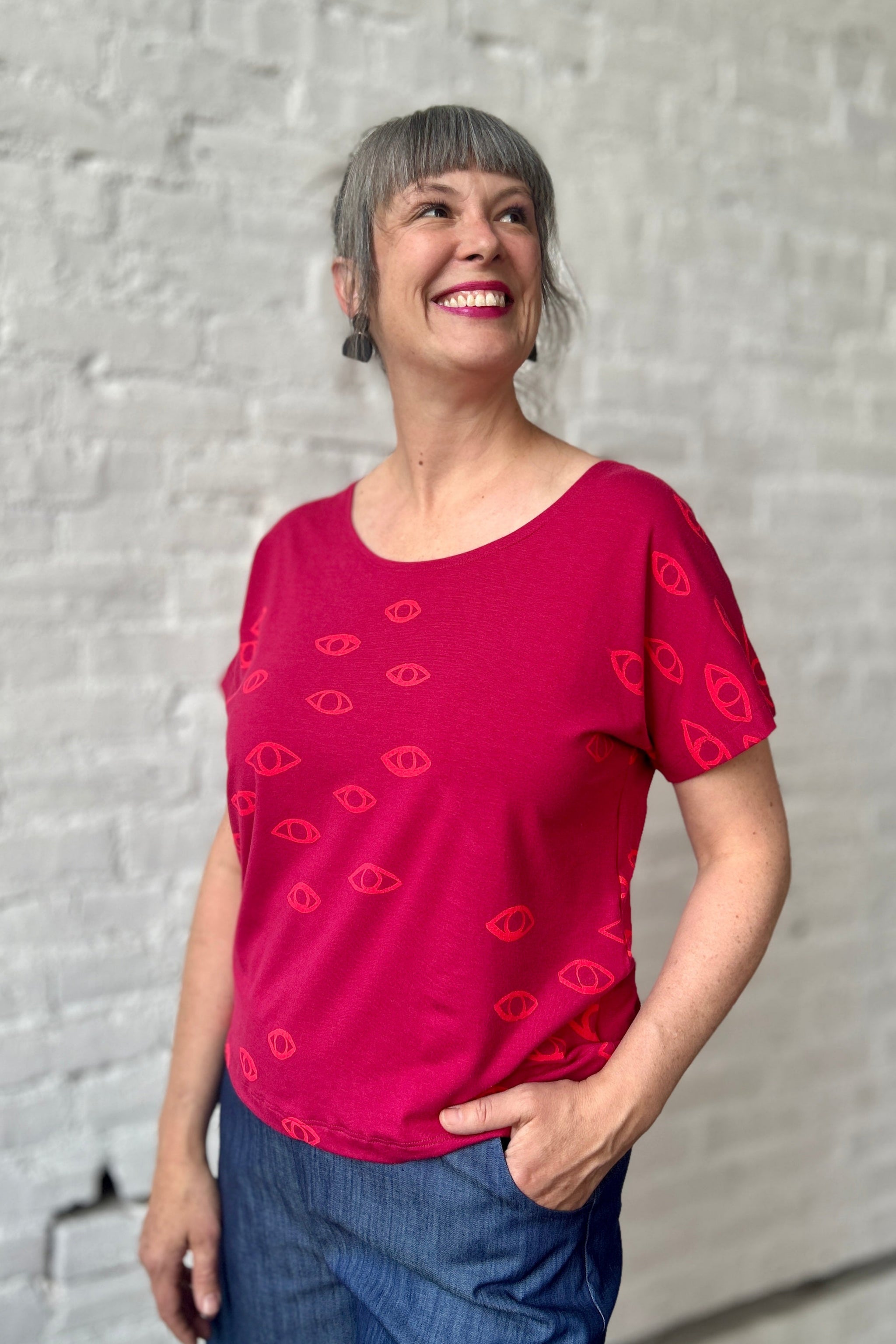 Scoopneck Tee - Raspberry