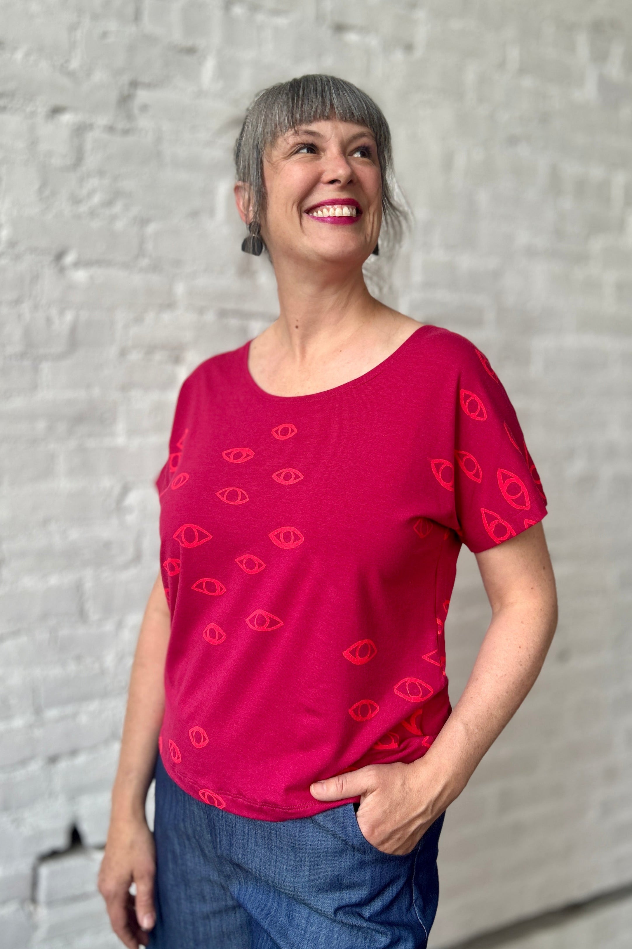 Scoopneck Tee - Raspberry