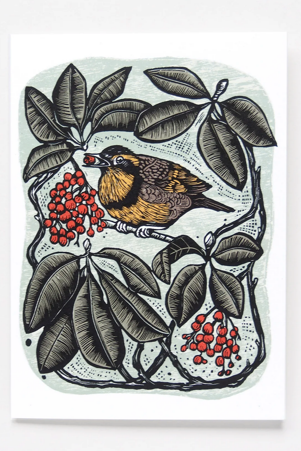Hawk and Rose Press - Autumn Joy Linocut Card