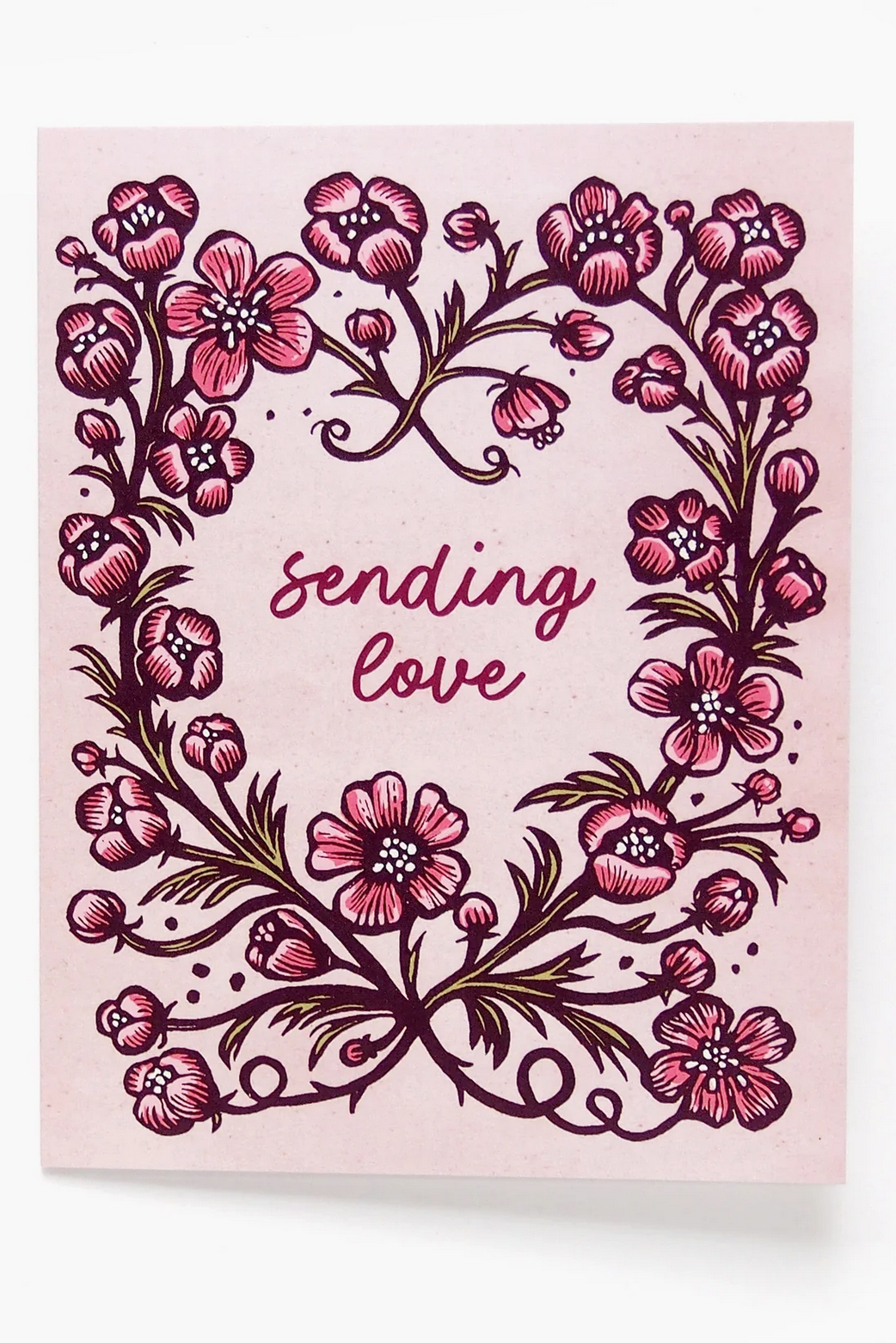 Hawk and Rose Press - Sending Love Linocut Card