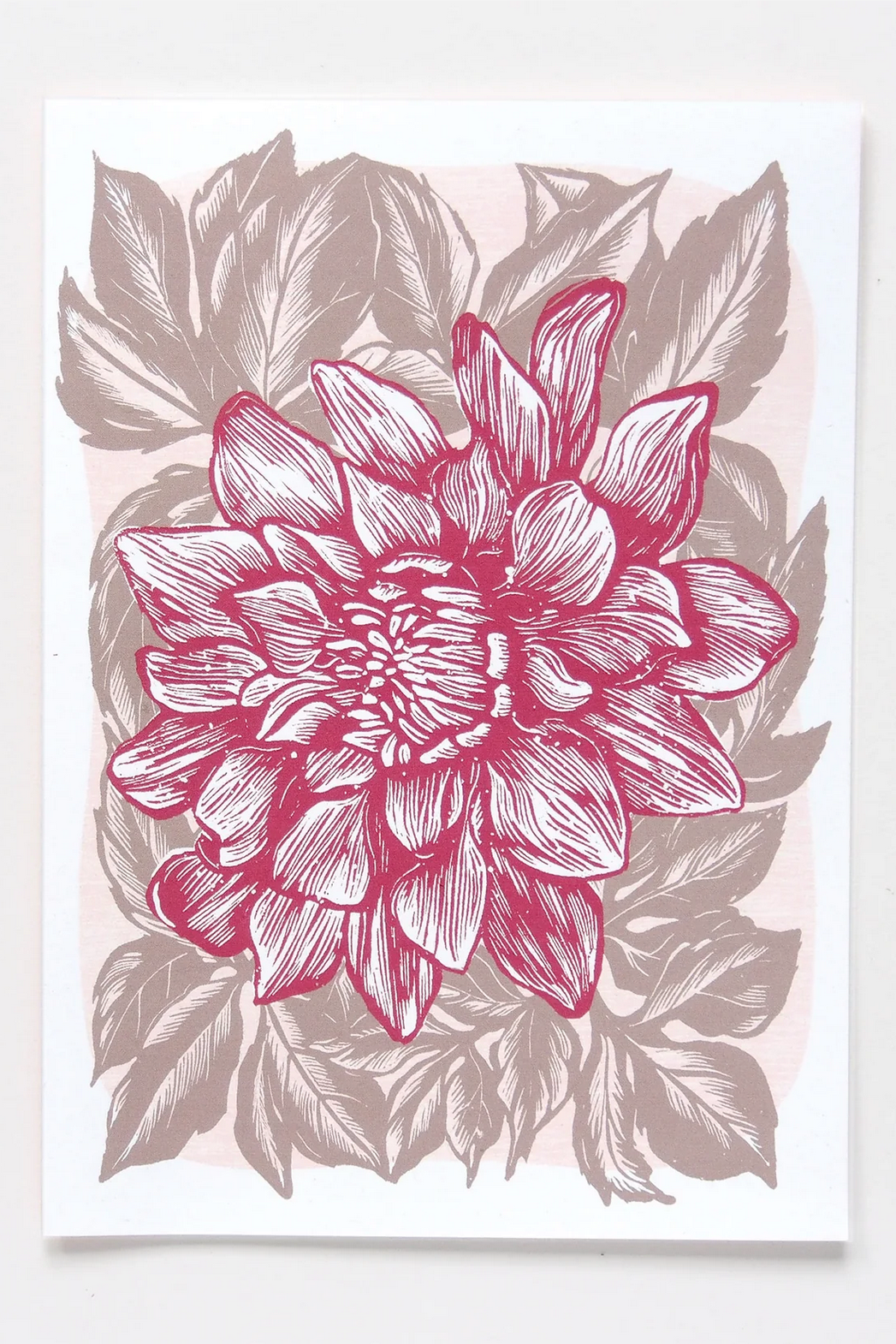 Hawk and Rose Press - Farleigh's Dahlia Linocut Card