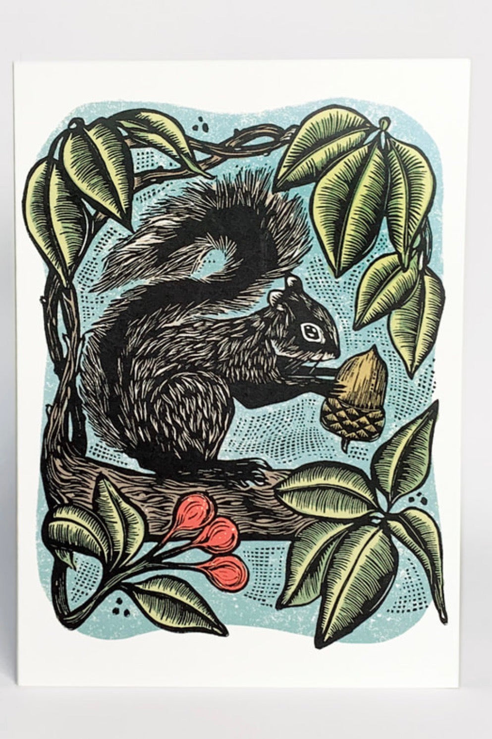Hawk and Rose Press - The Prize Linocut Card