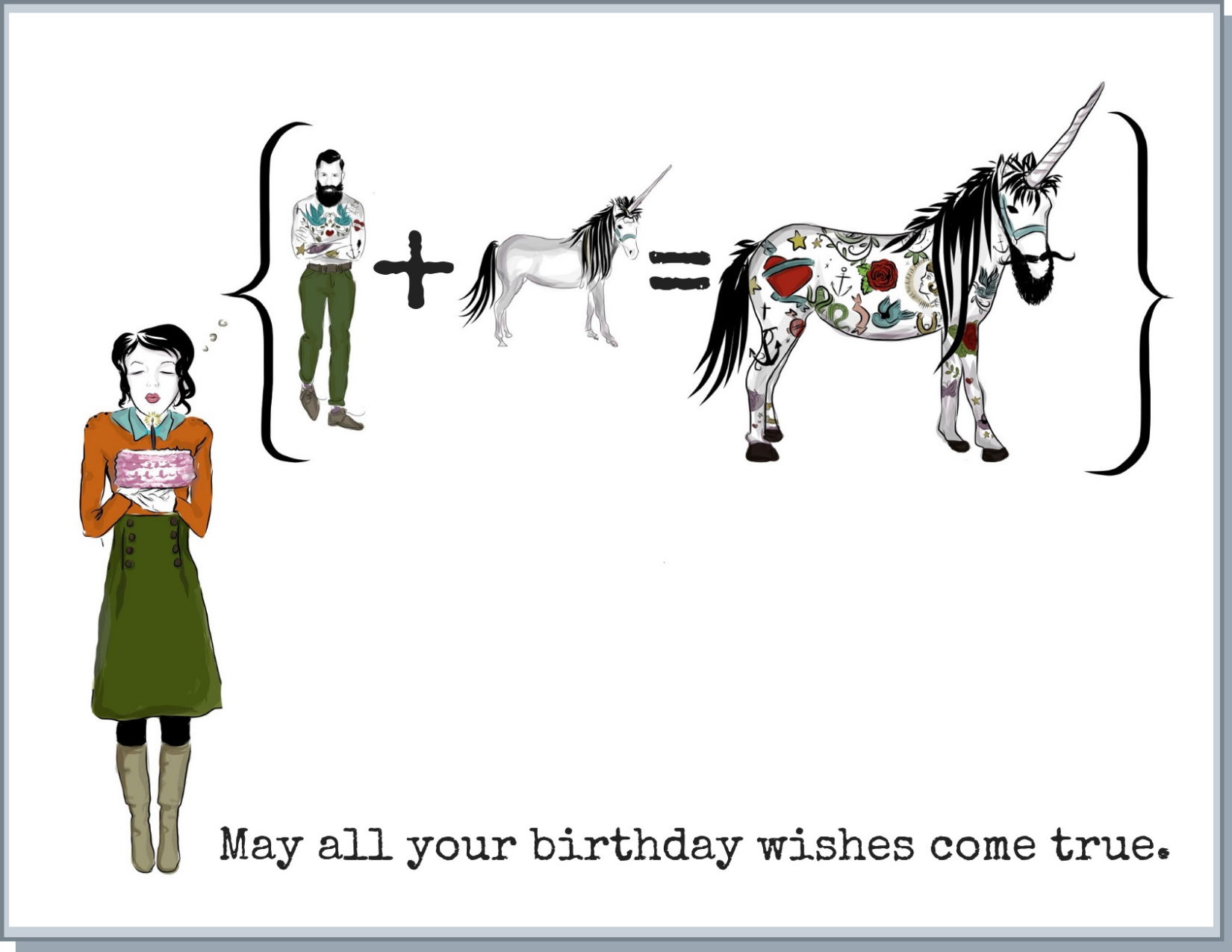 Newfolk&Cabin Hipster Unicorn - Greeting Card
