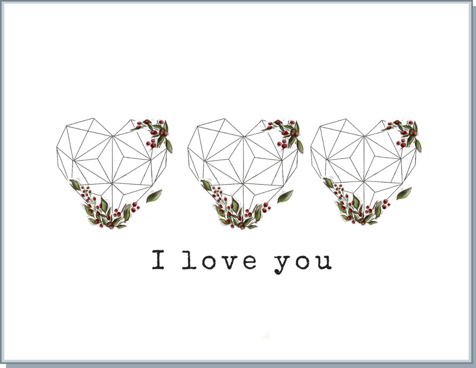 Newfolk&Cabin Triple Geo Heart - Greeting Card
